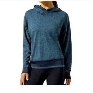 MONDETTA Performance Luxury Size Large Teal Black Hooded Sweatshirt Pullover